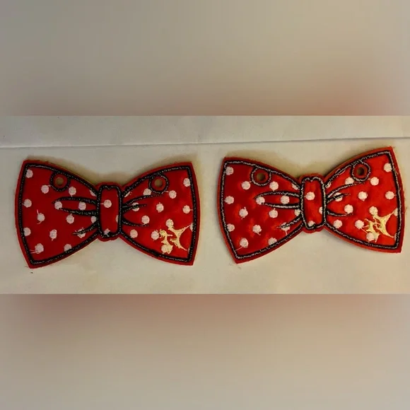 Sparkle Athletic pair of Red Polka Dot Bow Shwings for Your Shoes - Picture 2 of 2
